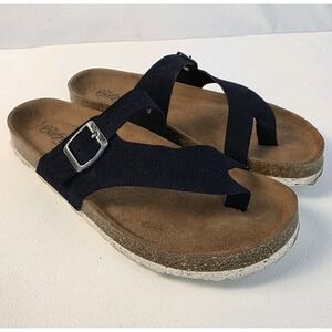 BioStep Toe Loop Blue Suede Leather Sandal Women's Size 9 NICE. Made In Spain